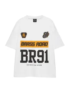 Pull&Bear Tričko  karí / čierna / biela