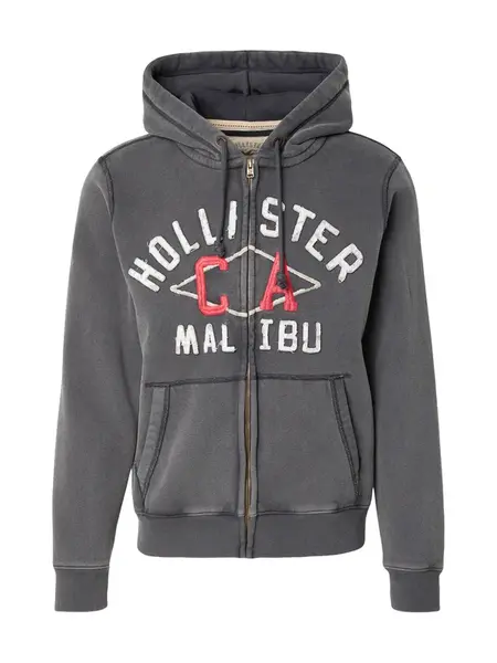 HOLLISTER Tepláková bunda  červená / čierna / biela