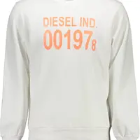 DIESEL MEN'S WHITE ZIP-UP SWEATSHIRT