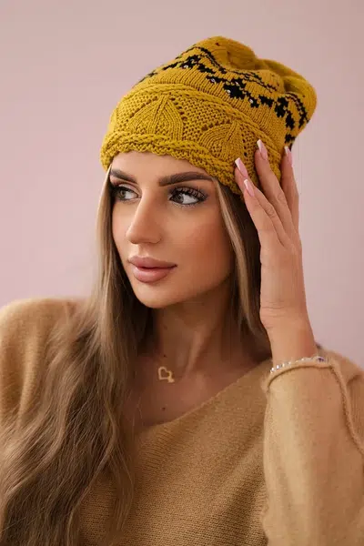 Kesi Dámska čiapka Kira K374 horčica+čierna