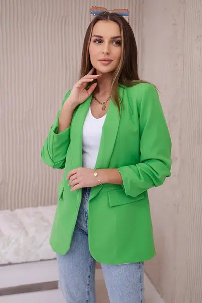 Elegant blazer with light green lapels