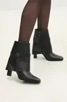 Kožené kotníkové boty Answear.LAB dámské, černá barva, na podpatku