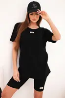 Kesi Włoski Dámský bavlněný komplet s krátkým rukávem a šortkami černý