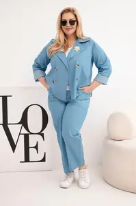 Kesi Włoski dámský plus size bavlněný komplet s sakem a kalhotami