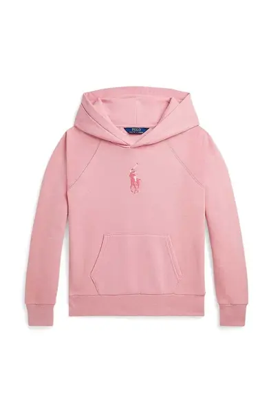 Dětská mikina Polo Ralph Lauren růžová barva, s kapucí, s aplikací, 313941120001