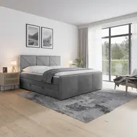 MID.YOU POSTEL BOXSPRING, 180/200 cm, světle šedá