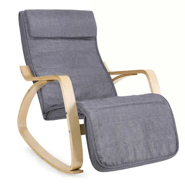 Boxxx RELAXAČNÍ KŘESLO, dřevo, textil, šedá
