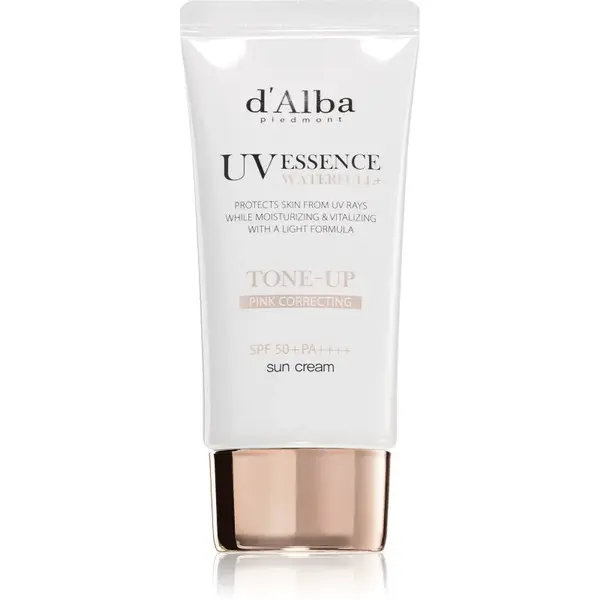 d'Alba Waterfull Pink Correcting Tone-Up Sun Cream opalovací krém na obličej pro rozjasnění a hydrataci SPF 50+ 50 ml