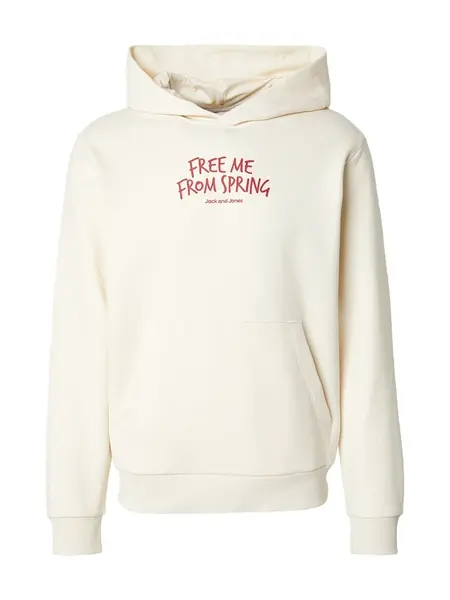 JACK & JONES Mikina 'JOROBJECT'  tmavočervená / biela