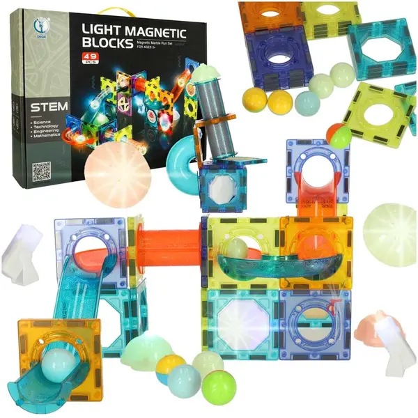 Svetelná magnetická guľôčková dráha 49 prvkov