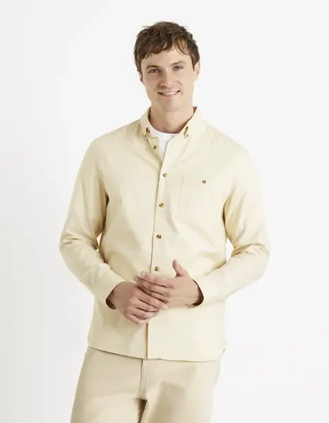 Celio Košile twill regular Carobone - Pánské