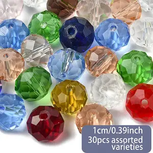 Faceted Rondelle Transparent Glass Beads