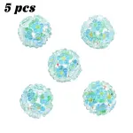 5Pcs Handmade Polymer Clay Rhinestone Beads with Resin