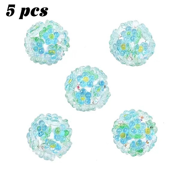 5Pcs Handmade Polymer Clay Rhinestone Beads with Resin