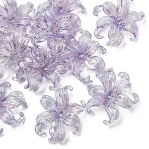 10Pcs UV Plating Iridescent Plastic Beads Caps