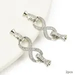 2Pcs Brass Micro Pave Clear Cubic Zirconia Fold Over Clasps