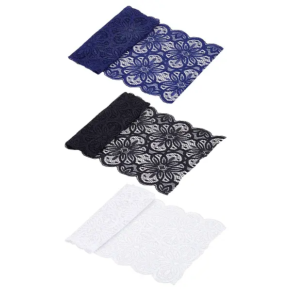 3Pcs 3 Colors Polyester Elastic Lace Trim