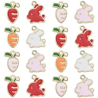 60Pcs 6 Styles Alloy Enamel Pendants