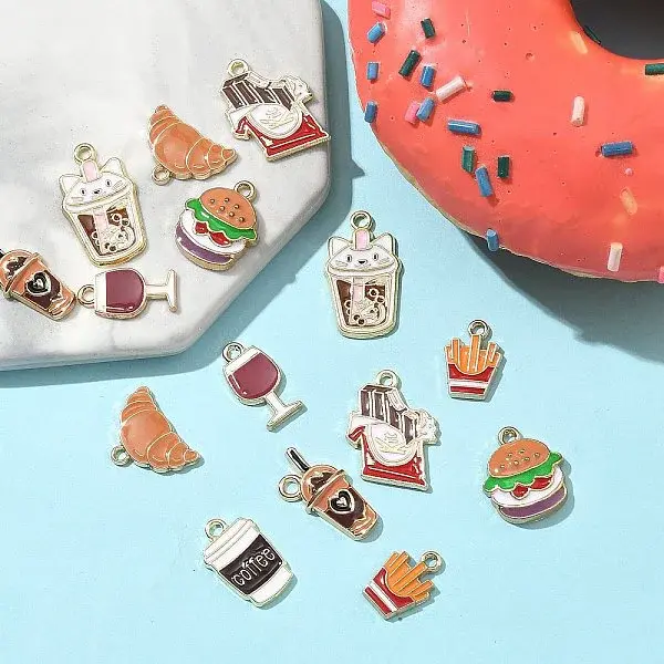16Pcs 8 Styles Alloy Enamel Pendants