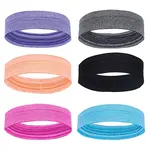 6Pcs 6 Colors Polyester & Silicone Wide Headband for Sports