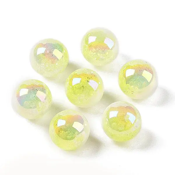 UV Plating Opaque Crackle Two-tone Acrylic Beads