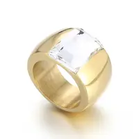 304 Stainless Steel & Glass Finger Rings