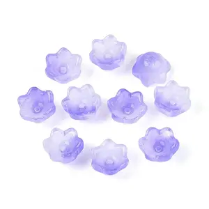 Transparent Two Tone Spray Painted Glass Bead Caps