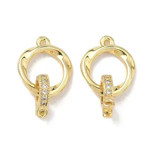 Brass Micro Pave Clear Cubic Zirconia Fold Over Clasps