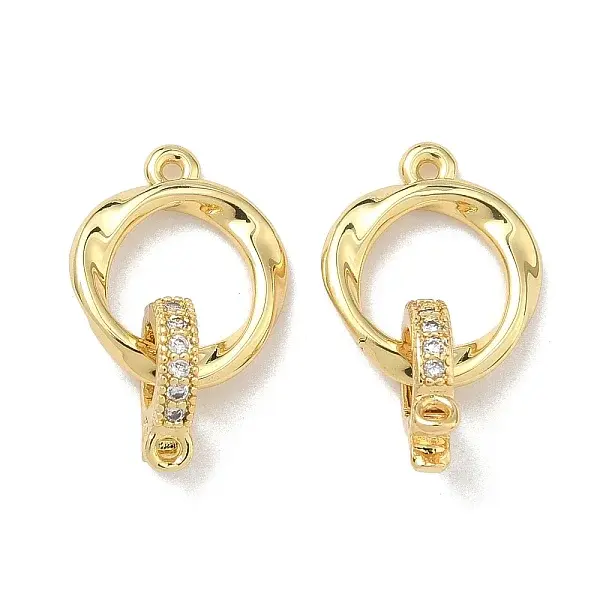 Brass Micro Pave Clear Cubic Zirconia Fold Over Clasps