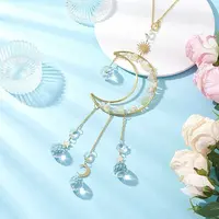 Nuggets Natural Quartz & Brass Moon Hanging Suncatchers