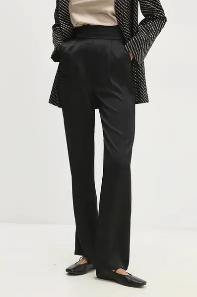 Kalhoty Answear.LAB dámské, černá barva, široké, high waist