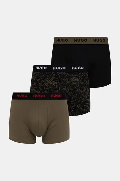 HUGO boxerky pánské bavlněné s elastanem TRIPLET DESIGN 3-pack