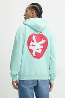 Mikina Zoo York pánská, tyrkysová barva, s kapucí, s potiskem, 60210069