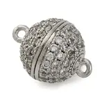 Brass Micro Pave Clear Cubic Zirconia Magnetic Clasps