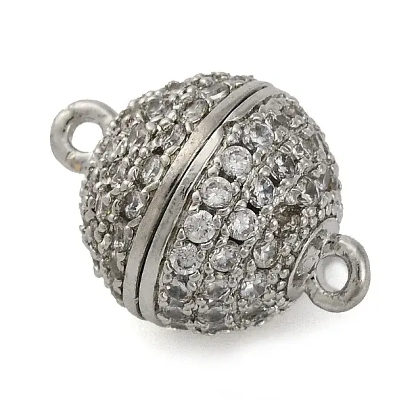Brass Micro Pave Clear Cubic Zirconia Magnetic Clasps