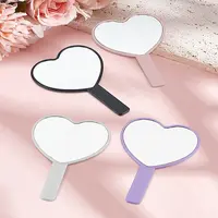 4Pcs 4 Colors Glass Heart-Shaped Handheld Mirrors