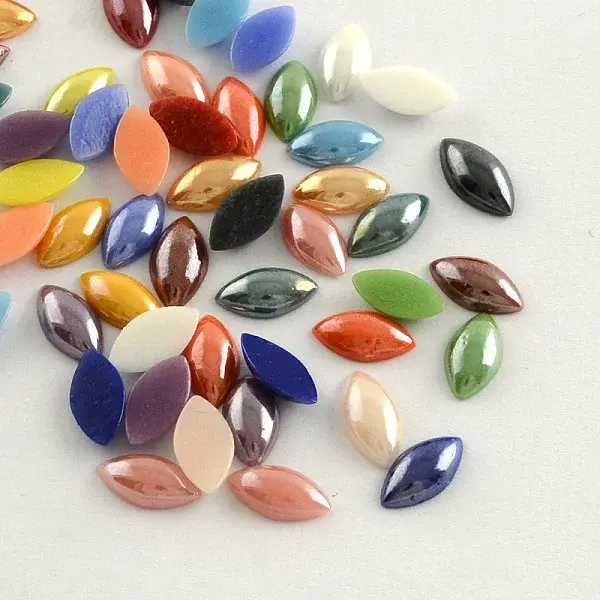 Pearlized Plated Opaque Glass Cabochons