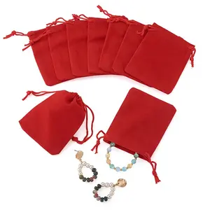 20Pcs Rectangle Velvet Drawstring Pouches