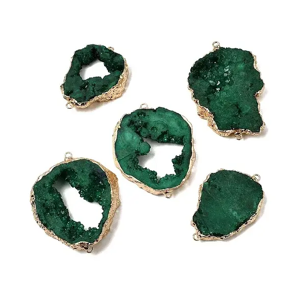 Dyed Natural Druzy Agate Slice Nuggets Links Connector Charms