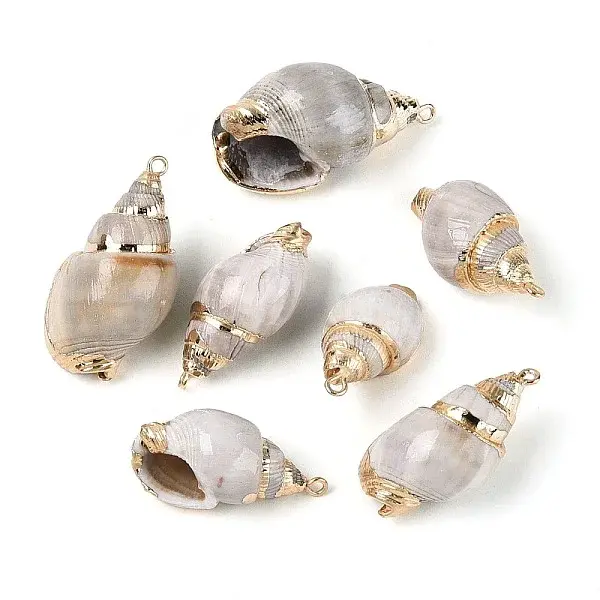 Electroplate Natural Spiral Shell Pendants
