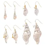 4 Pairs 925 Sterling Silver Shell Shape Dangle Earrings