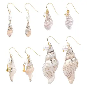 4 Pairs 925 Sterling Silver Shell Shape Dangle Earrings