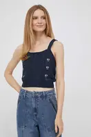 Top s příměsí vlny Pepe Jeans Emalynn tmavomodrá barva