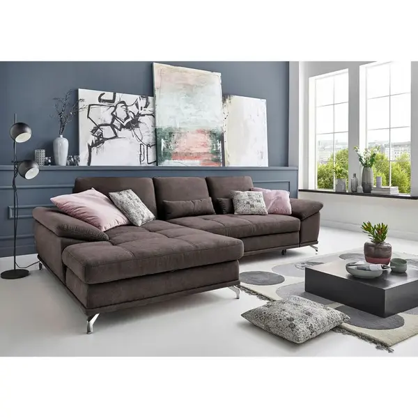 Sit & More ROHOVÁ SEDAČKA, textil, tmavě hnědá