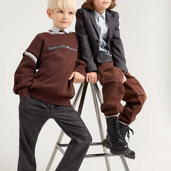 Dětská vlněná čepice Emporio Armani hnědá barva, 404707 4F490