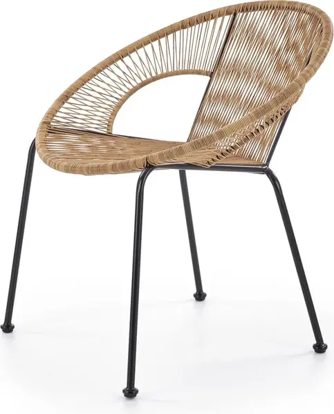 HALMAR Židle BARI přírodní/černá, polyratan a kov