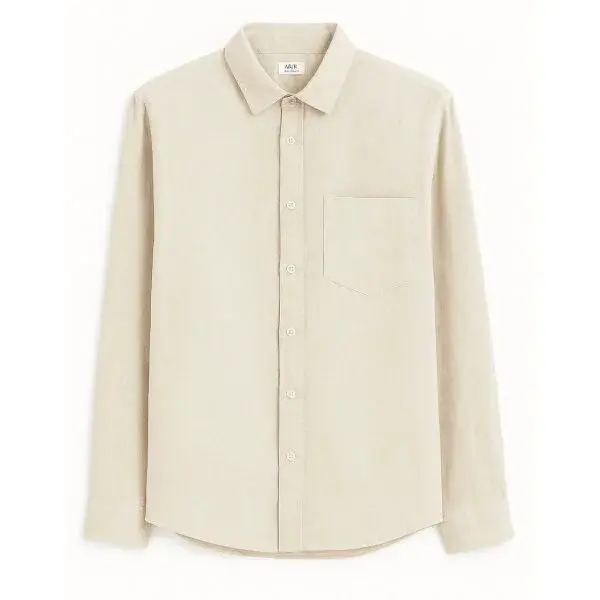 CELIO DAFLIX Pánska ľanová košeľa, béžová, veľkosť