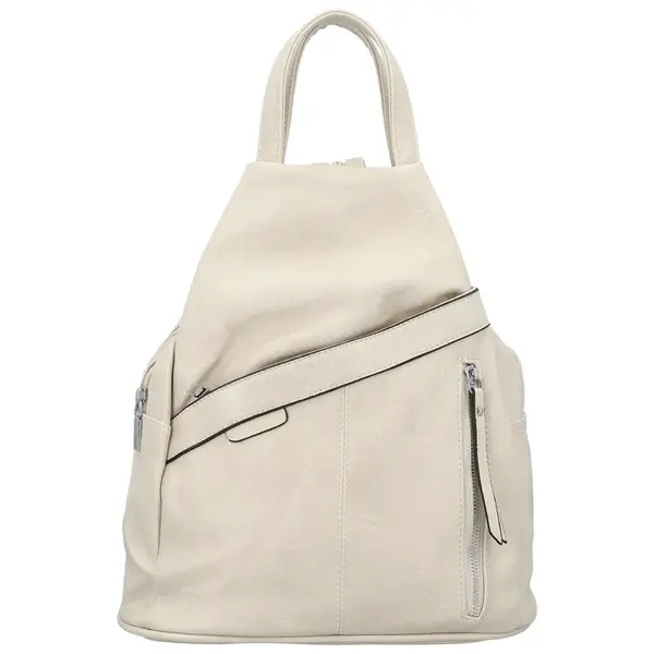 Trendy dámský koženkový batoh Beata, krémový