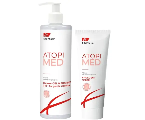 Sprchový gel a šampon pro atopickou a velmi suchou pokožku Elfa Pharm Atopi Med 400 ml + krém 75 ml zdarma + dárek zdarma