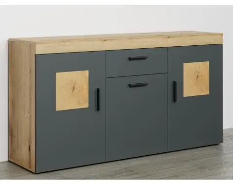 Komoda se šuplíkem Tyler 160 cm, antracit/dub evoke